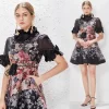 Vintage 3D Flower Lace-Up Mini Dress